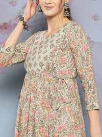 KALINI Women Floral Printed Regular Kurta with Trousers