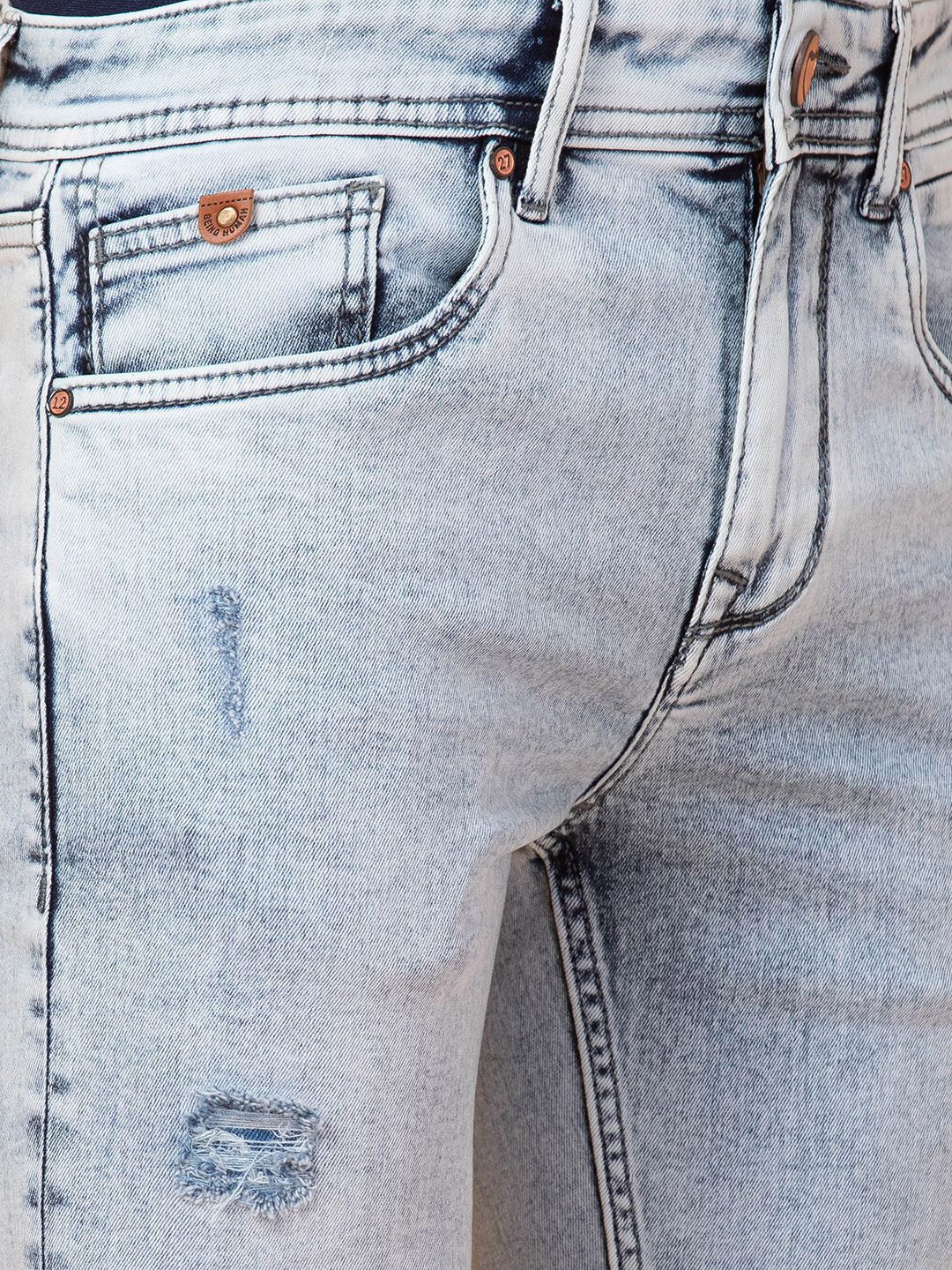 Being Human Men Skinny Fit Mildly Distressed Heavy Fade Jeans