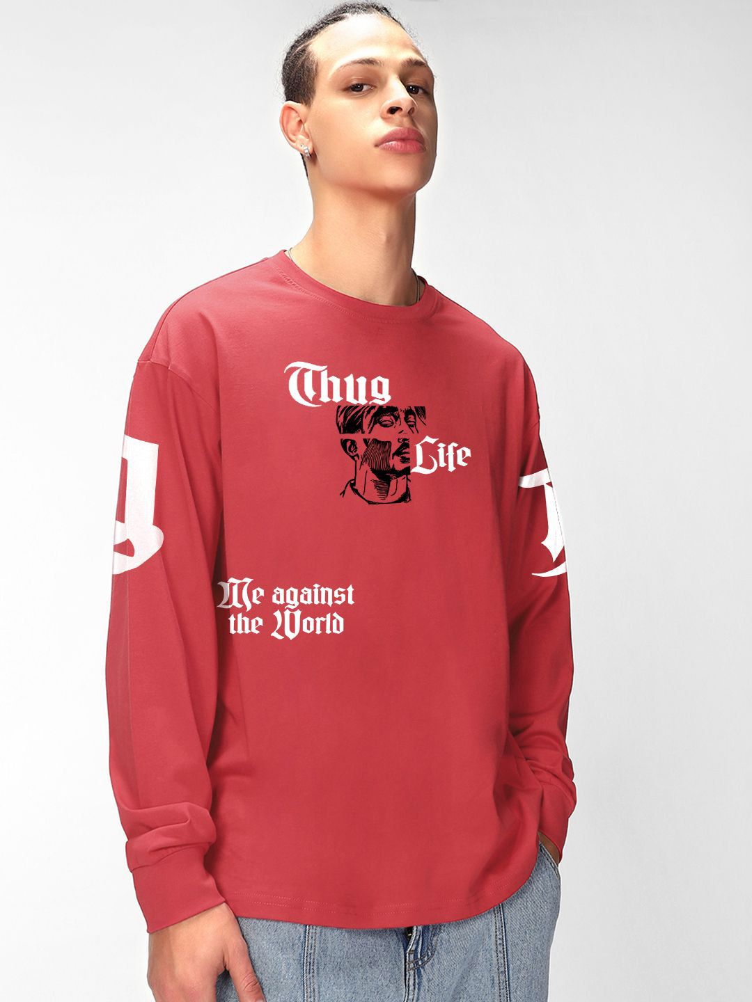 Bewakoof Pure Cotton Typography Printed Round Neck Oversized T-shirt