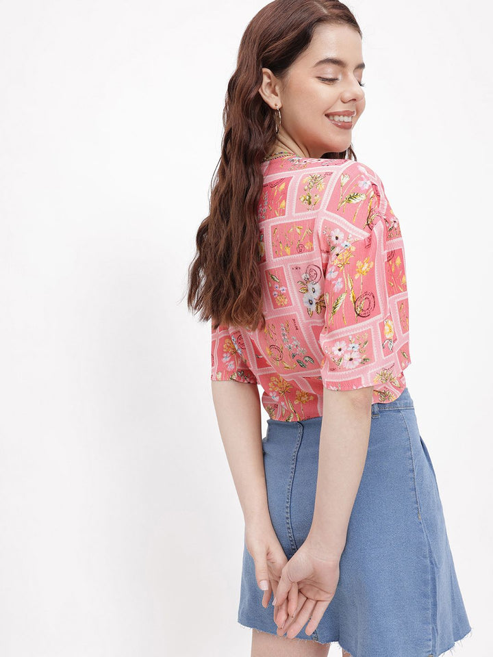 DressBerry Floral Fantasy Knot Top With Bandeau