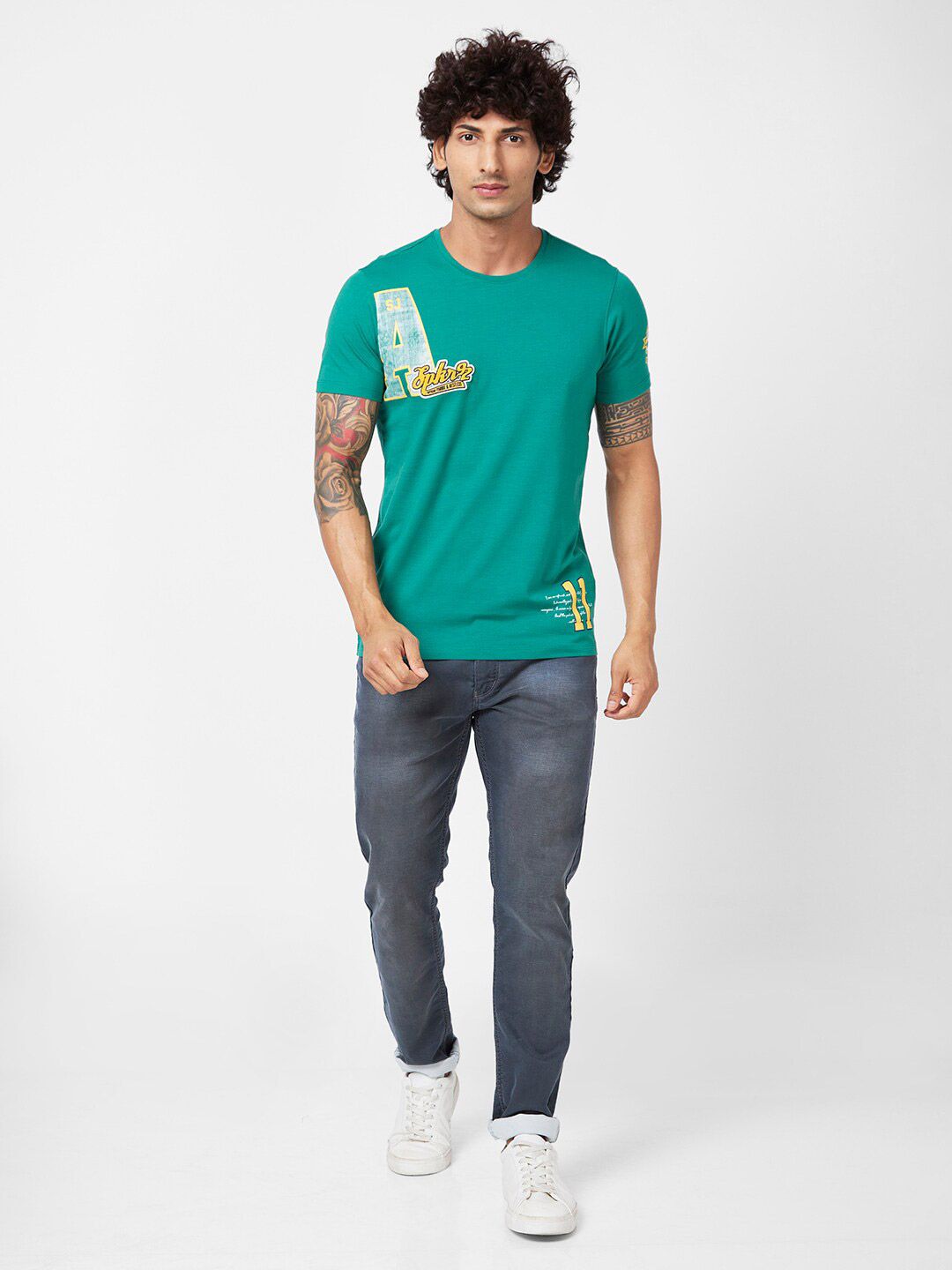 SPYKAR Typography Printed Slim Fit T-shirt