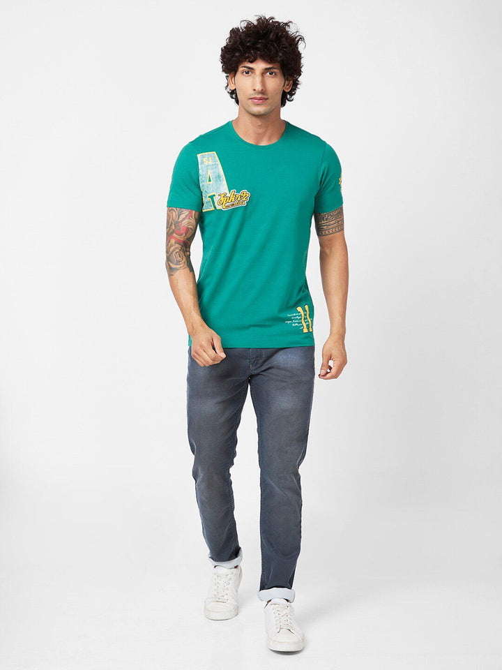 SPYKAR Typography Printed Slim Fit T-shirt
