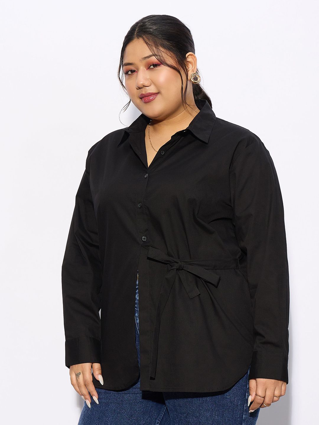 SASSAFRAS Curve Plus Size Pure Cotton Casual Shirt