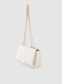 Lino Perros Off White Quilted Shoulder Bag