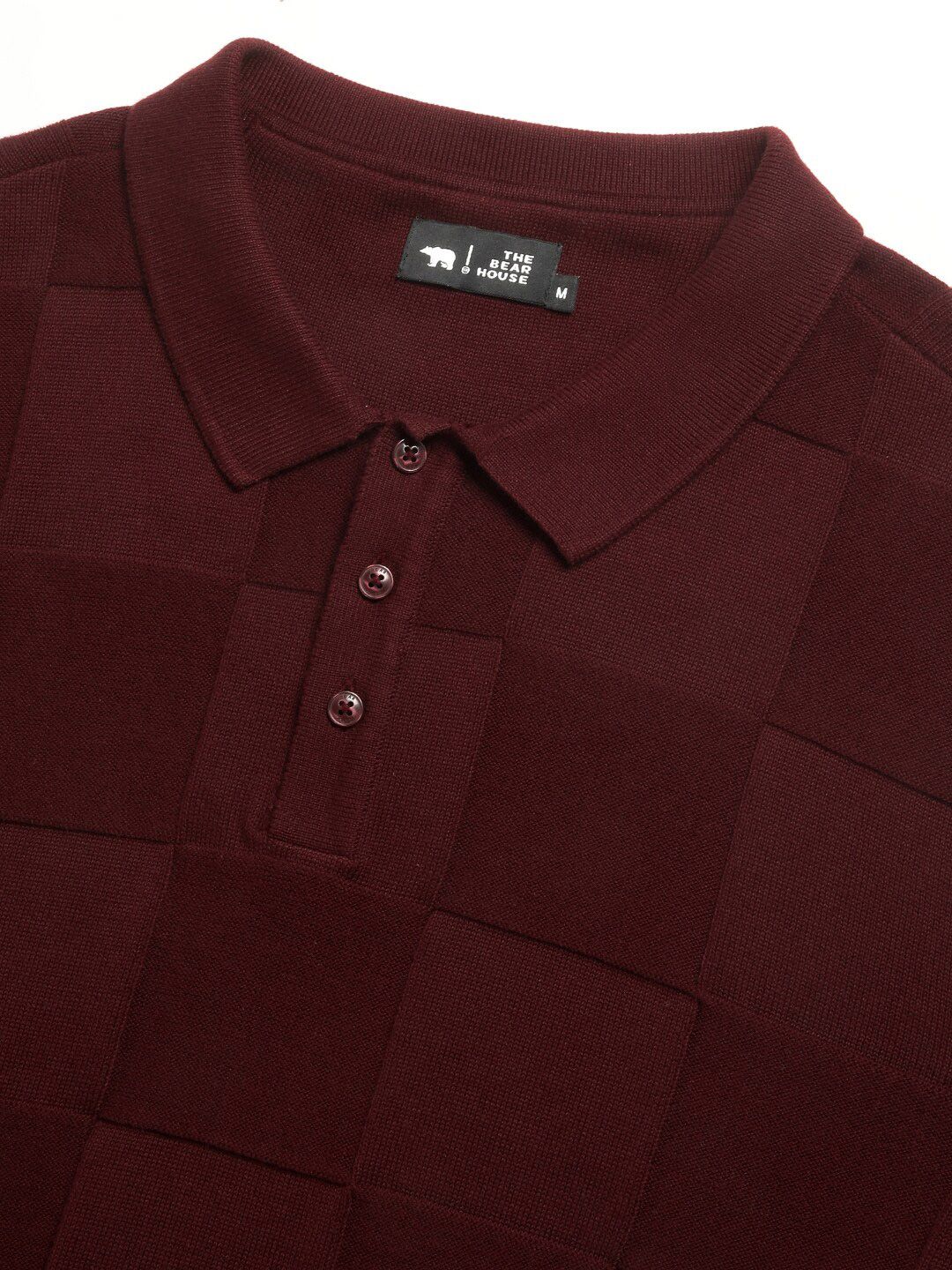 THE BEAR HOUSE Checked Polo Collar Cotton T-shirt