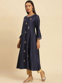 W Ethnic Motifs Embroidered Regular Sleeves Sequins Kurta