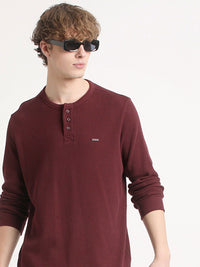 THE BEAR HOUSE Henley Neck Pure Cotton Slim Fit T-shirt