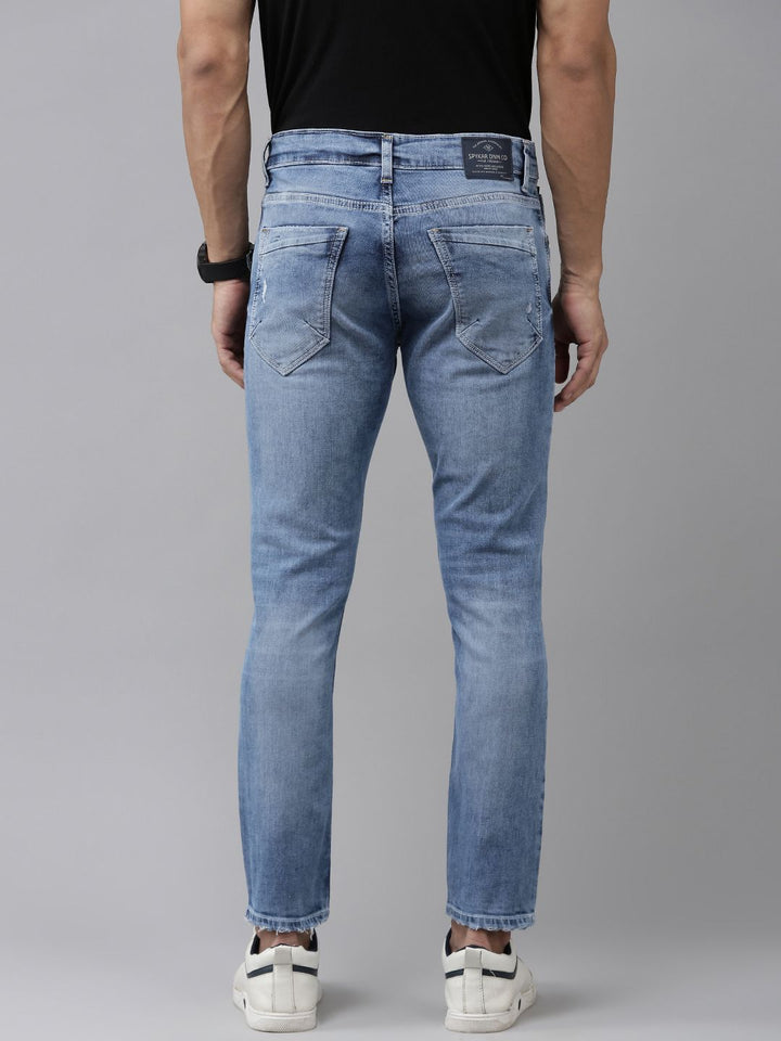 SPYKAR Men Slim Tapered Fit Mildly Distressed Light Fade Stretchable Jeans