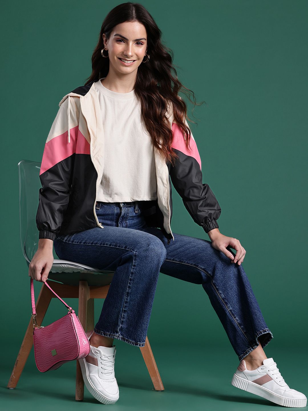 DressBerry Colorblocked Hooded Tailored Jacket