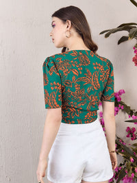 Berrylush V-Neck Floral Print Wrap Crop Top