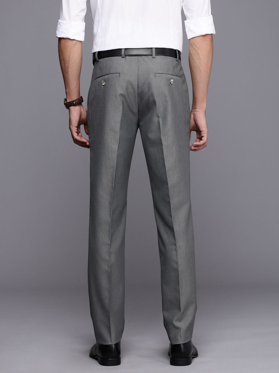Raymond Men Self Design Textured Slim Fit Formal Trousers