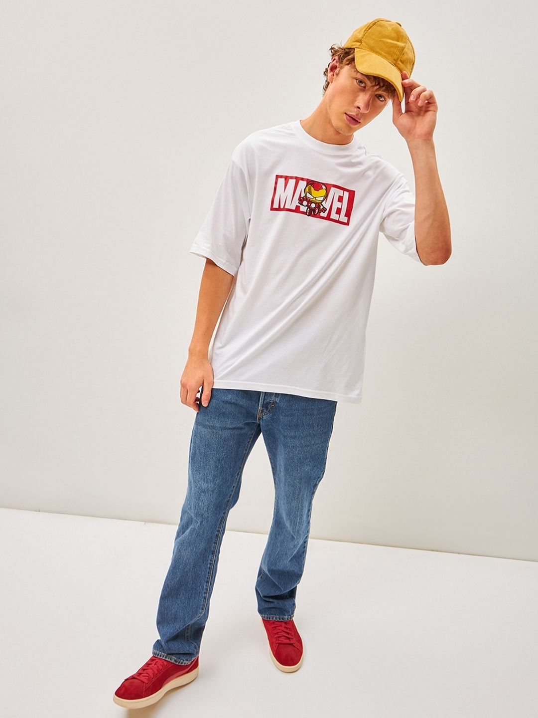 Bewakoof Men Marvel Ironman Typography Oversized Cotton T-shirt