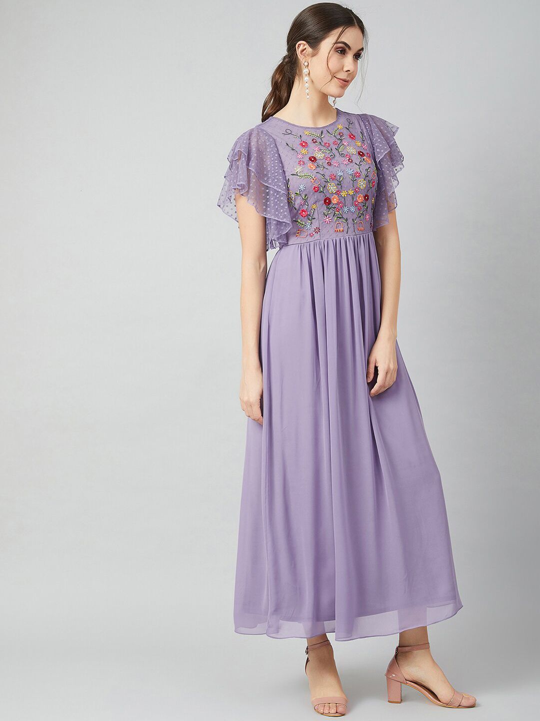 Athena Purple Floral Printed Maxi Dress