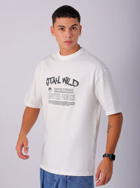 The Indian Garage Co Men Cotton Back Printed Boxy Oversized Round Neck T-shirt