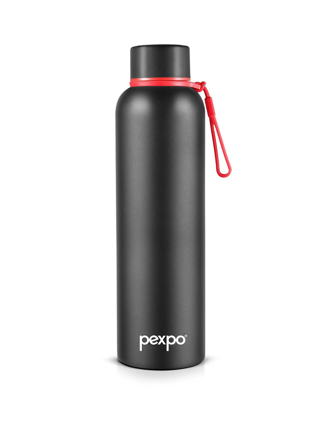 Pexpo Bravo Black ISI Certified Thermosteel Hot & Cold Insulated Water Bottle 1L