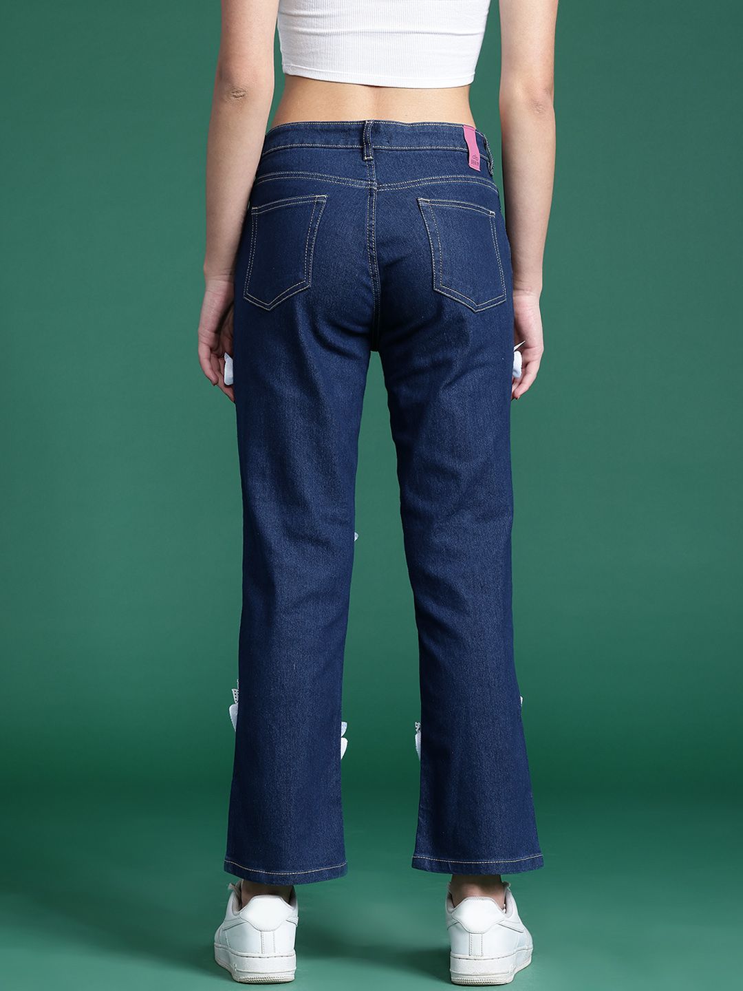DressBerry Women Stretchable Straight Fit Jeans with Bow-Detail
