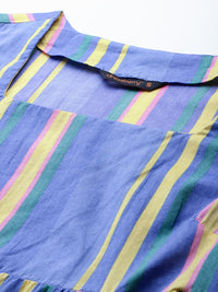 DressBerry Striped Puff Sleeve Fit & Flare Dress