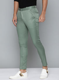 DENNISON Men Green Smart Tapered Fit Easy Wash Trousers