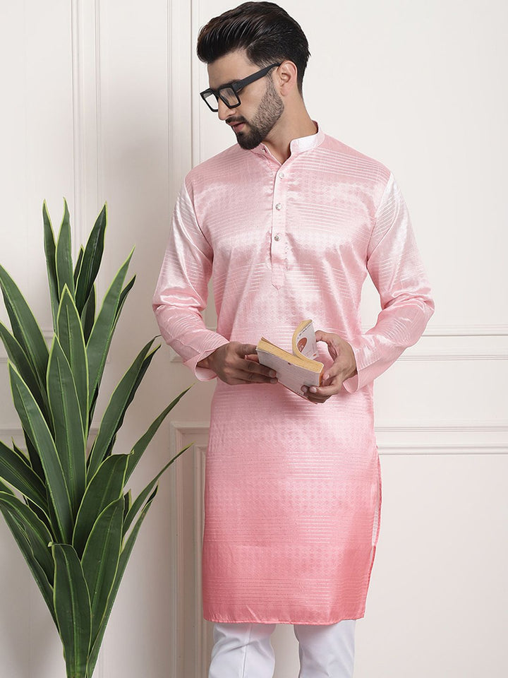 SOJANYA Men Pink Jacquard Kurta