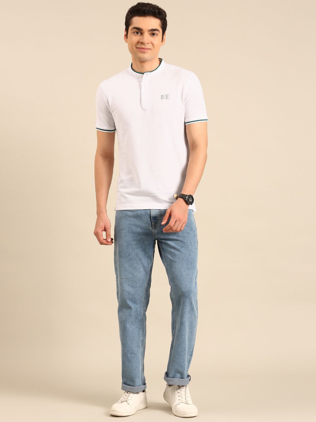 Being Human Mock Collar Pure Cotton T-shirt