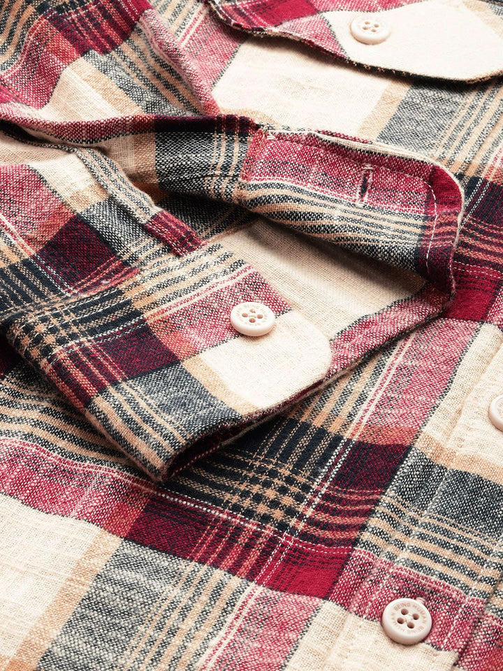 Being Human Checked Drop-Shoulder Sleeves Pure Cotton Casual Shirt