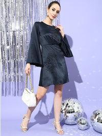 STREET 9 Bell Sleeves Fit and Flare Round Neck Dress