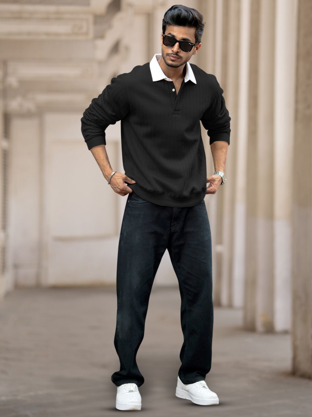 Powerlook Men Solid Polo Collar Cotton T-shirt