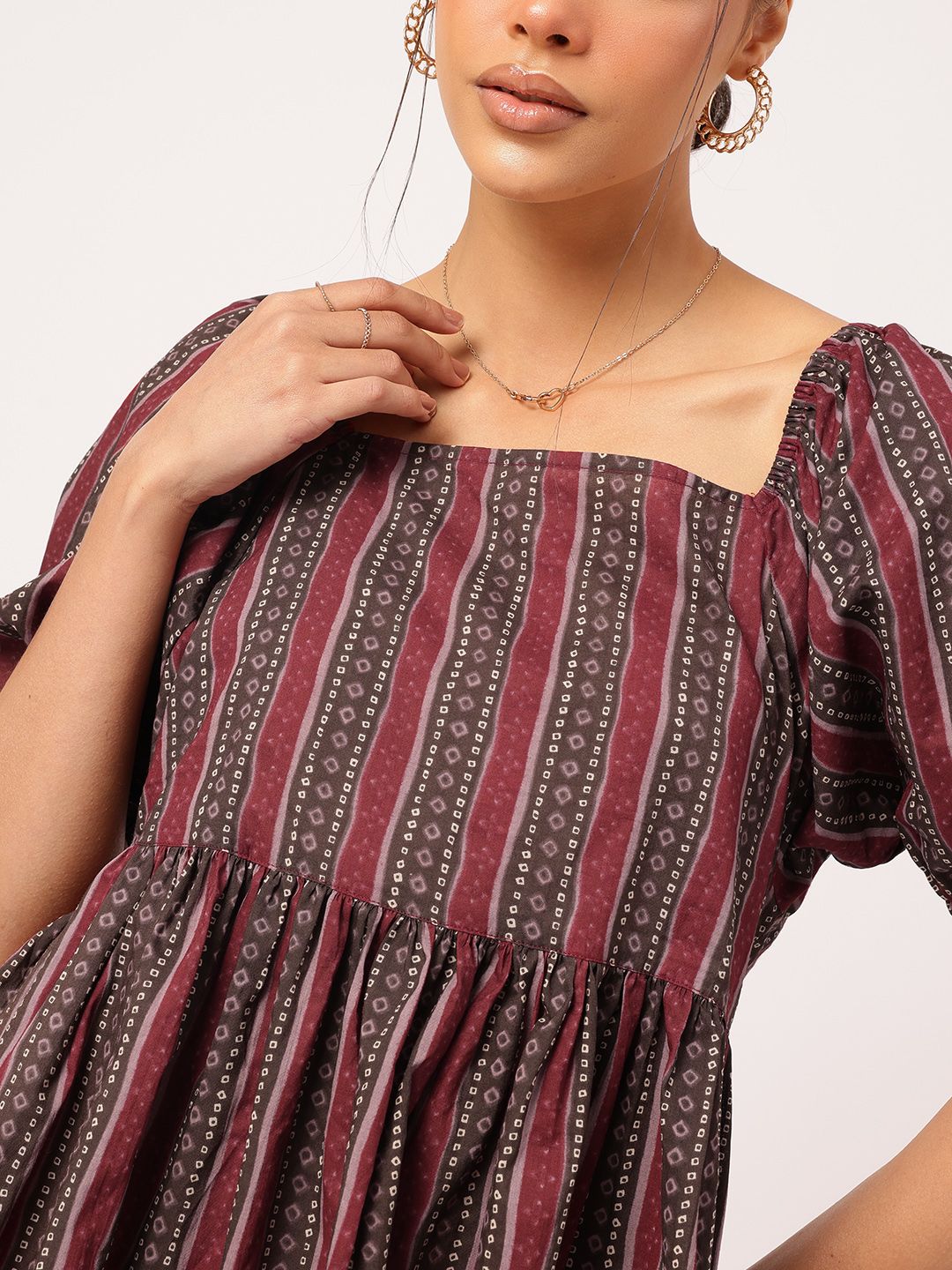 DressBerry Cultural Cascade Ethnic Print Mini A-line Dress