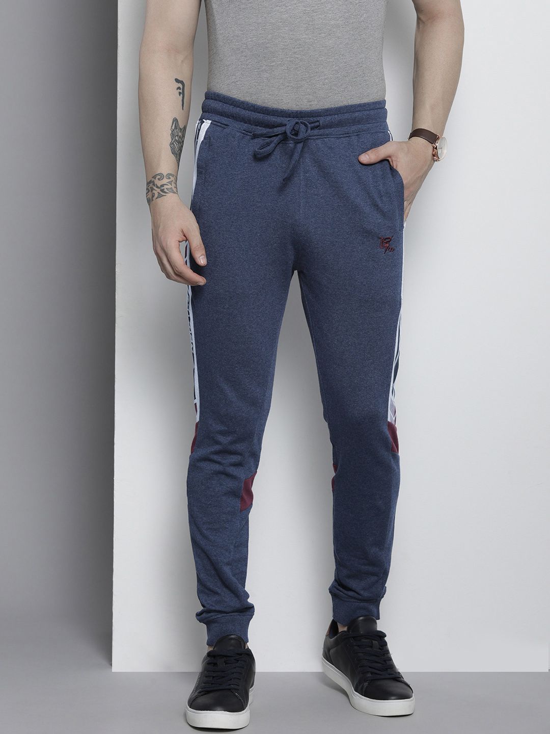 The Indian Garage Co Men Navy Blue & White Printed Jogger
