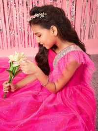 pspeaches Girls Embellished Sequinned Fit & Flare Maxi Dress