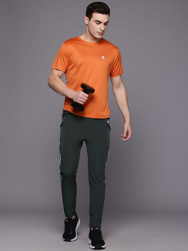 HRX by Hrithik Roshan Men Striped Detail Mid-Rise Rapid-Dry Training Track Pants