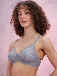 DressBerry Floral Half Coverage Underwired Lightly Padded Bra