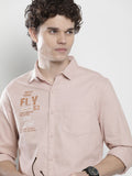 The Indian Garage Co Men Dusty Pink Printed Casual Cotton Shirt
