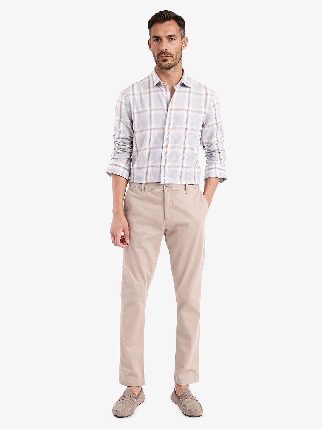 RARE RABBIT Men Comfort Spread Collar Checked Cotton Casual Shirt