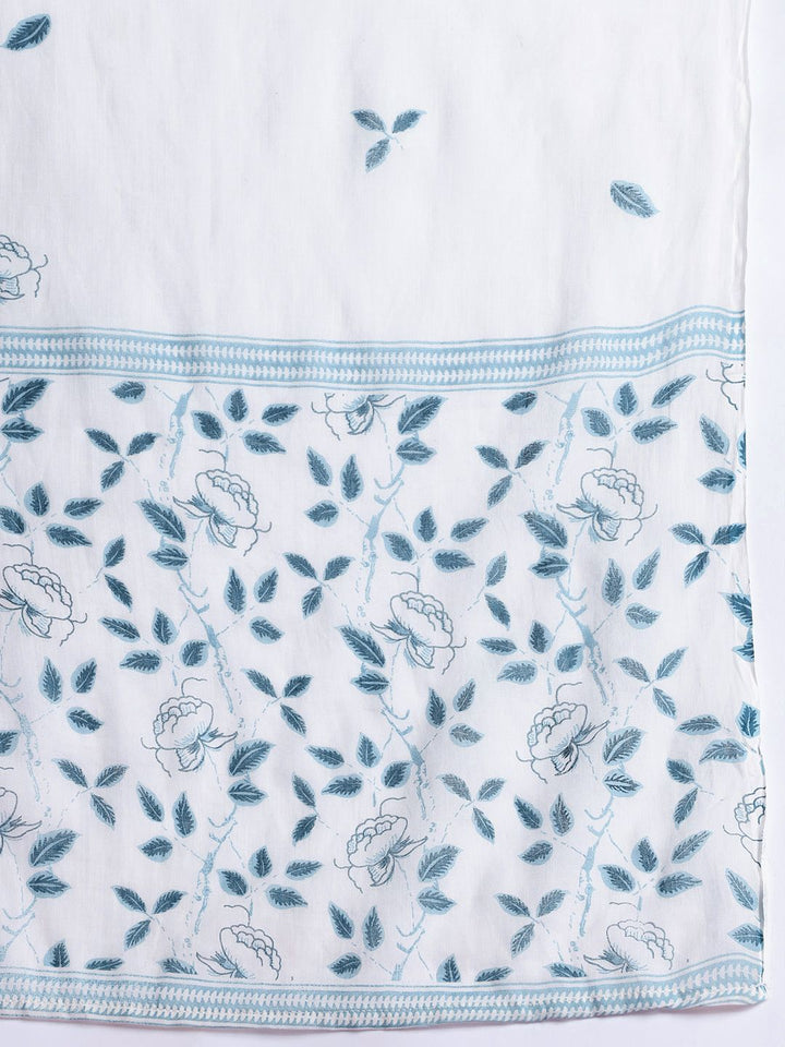 Anouk Floral Printed Regular Cotton Kurta with Trousers & With Dupatta