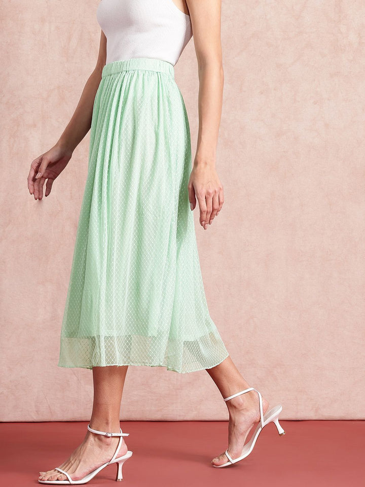 all about you Geometric Self Design Flared Midi Skirt
