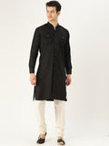 SOJANYA Lelaki Hitam Solid Kurta Lurus