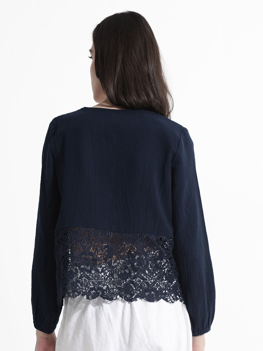 RAREISM Solid V-Neck Cotton Top