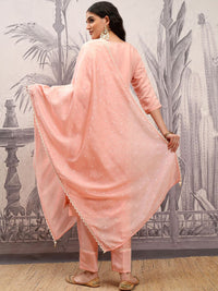 Vishudh Floral Embroidered Regular Thread Work Kurta with Trousers & With Dupatta