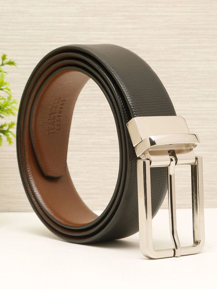 Teakwood Leathers Men Textured Leather Reversible Belt