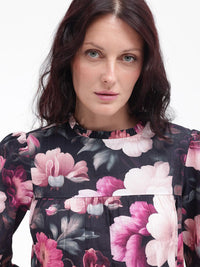 RAREISM Floral Print Cotton Blouson Top