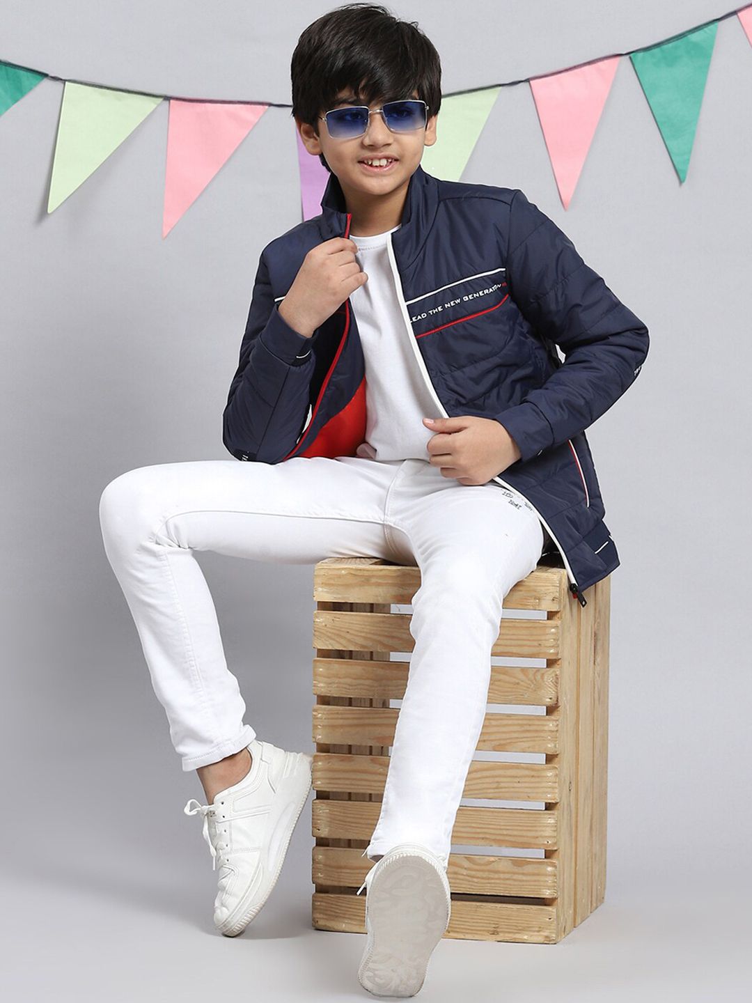 Monte Carlo Boys Striped Lightweight Padded Jacket With Zip Detail