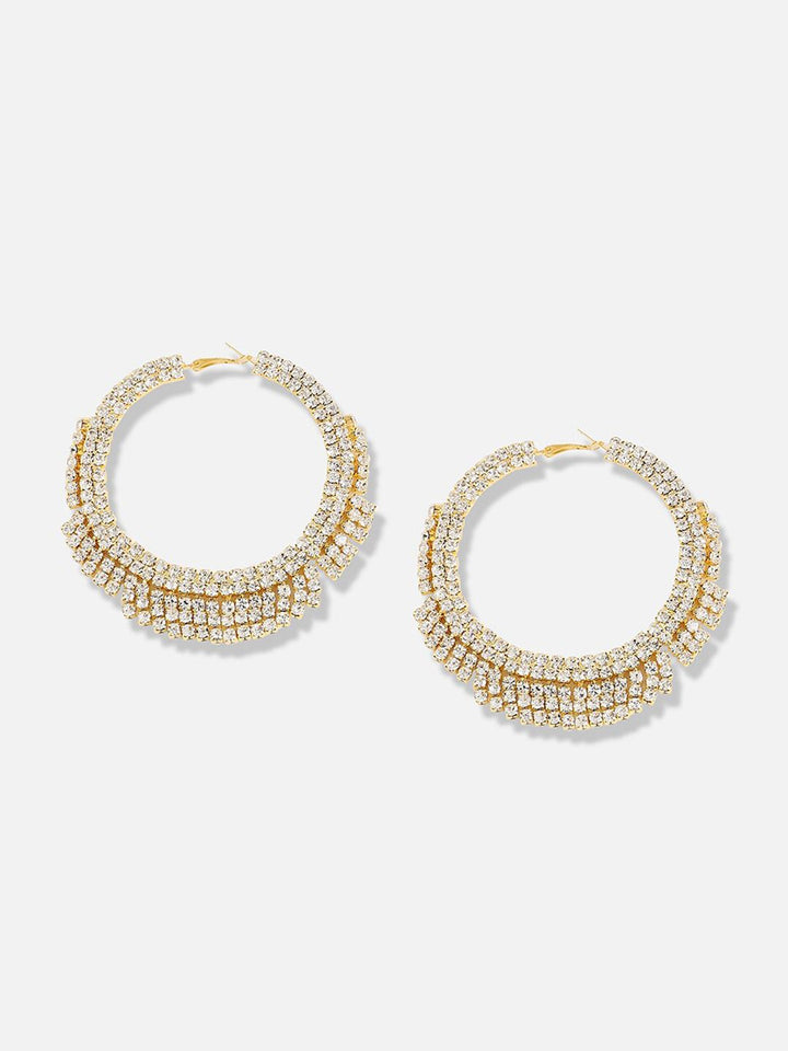 SOHI Silver-Plated Designer Contemporary Hoop Earrings