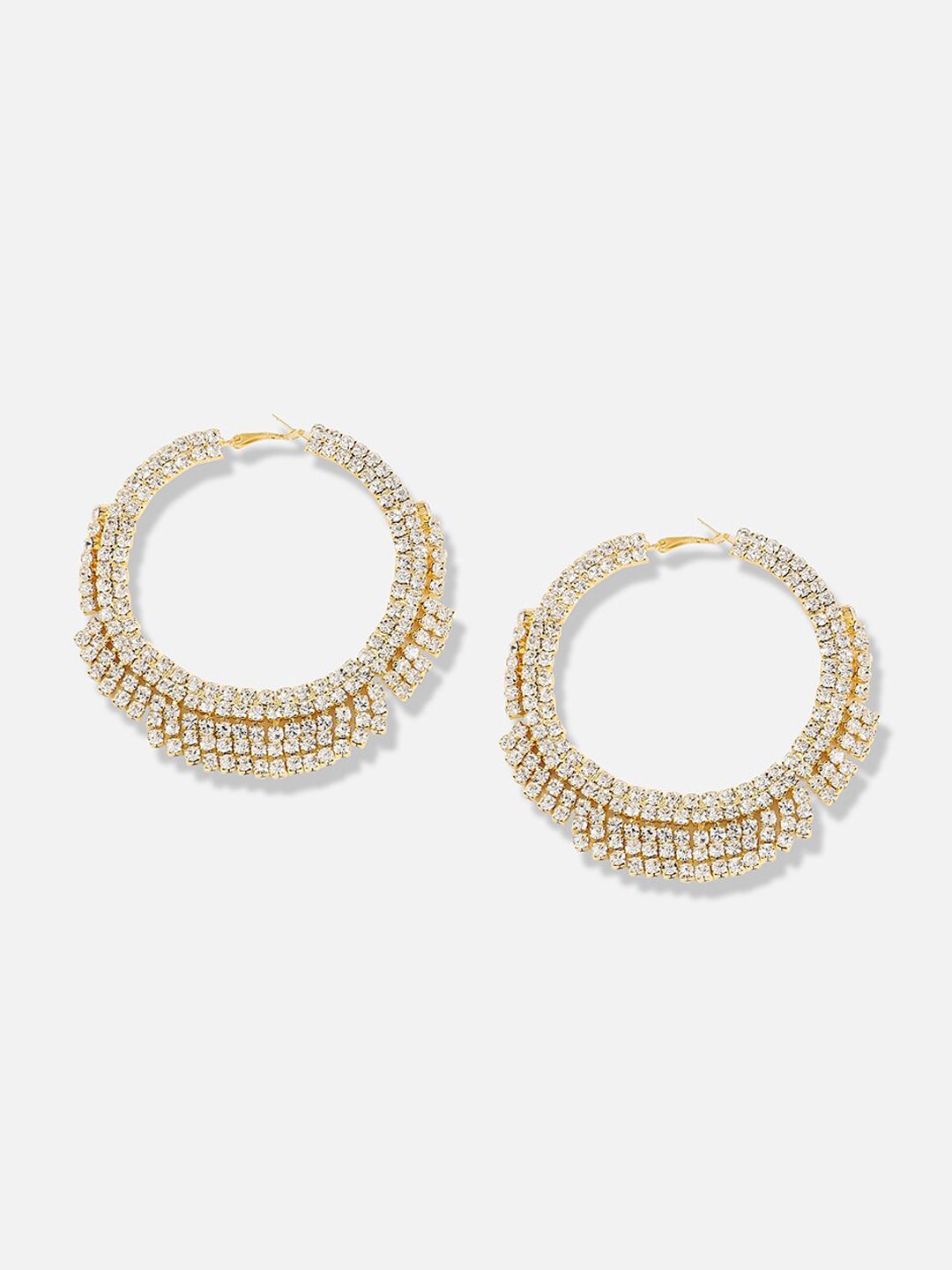 SOHI Silver-Plated Designer Contemporary Hoop Earrings