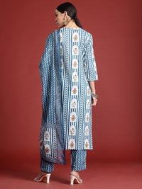 Indo Era Ethnic Motifs Printed Sequinned Pure Cotton Kurta with Trousers & With Dupatta