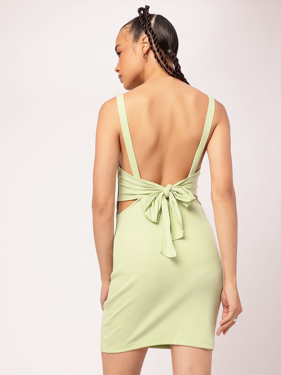 DressBerry Edgy Ribbed Low Back Bodycon Mini Dress