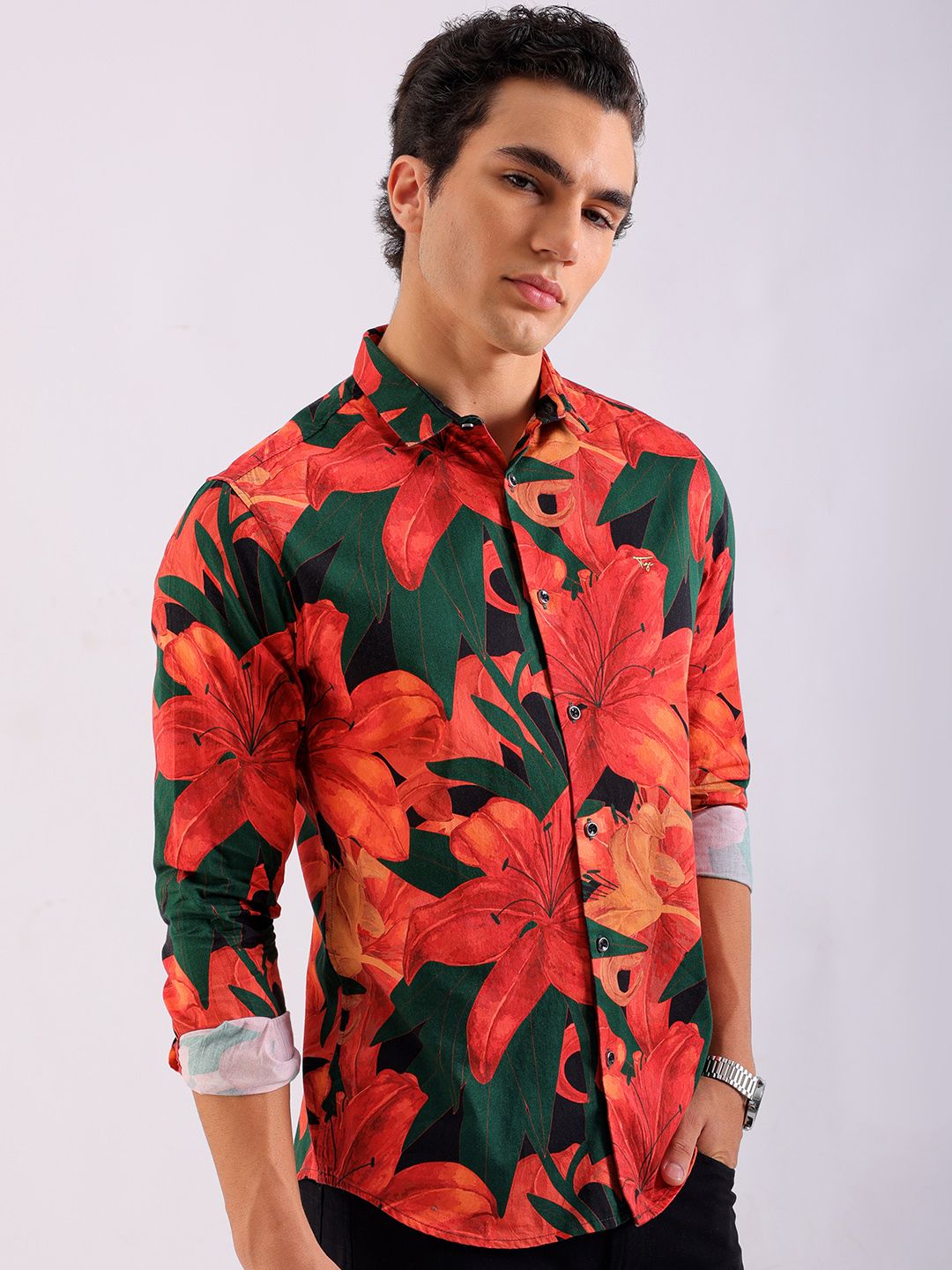 The Indian Garage Co Men Slim Fit Floral Printed Opaque Casual Shirt