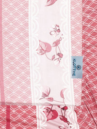 KLOTTHE Red & Pink Printed 300TC Single Bedsheet & Pillow Cover