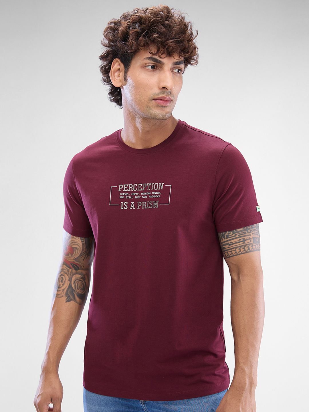 SPYKAR Men Typography Printed Round Neck Slim Fit T-shirt