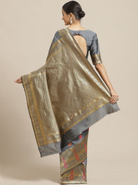 Saree mall Grey & Golden Woven Design Banarasi Saree